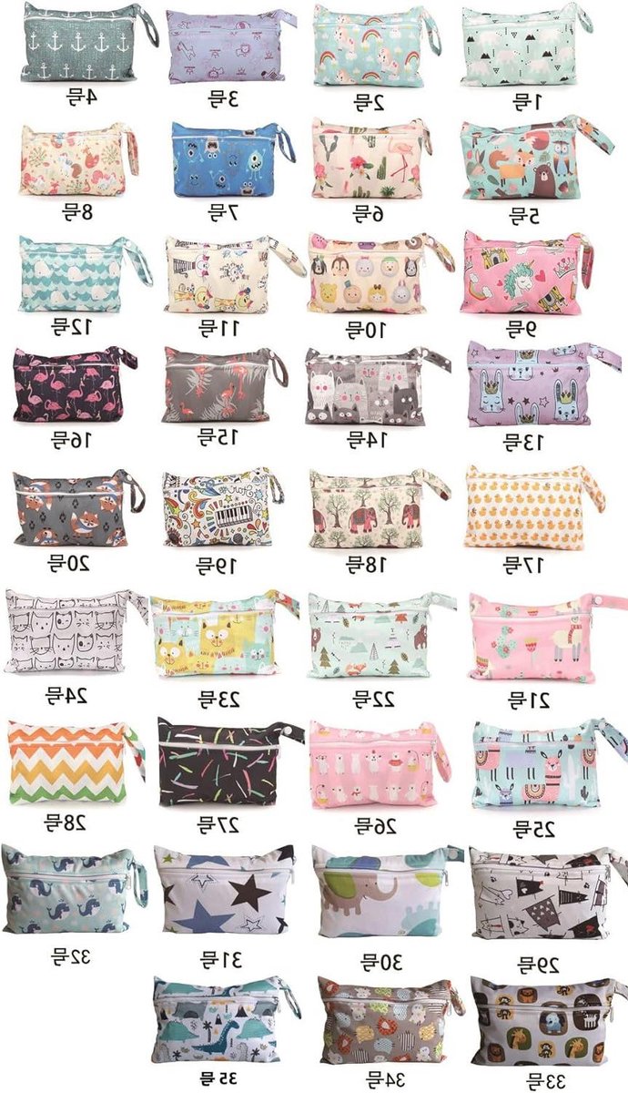 Luier Tas - Wet Bag Organizer - Baby Verzorging - Dubbele Rits - 15 x 22.5 cm - Cartoon