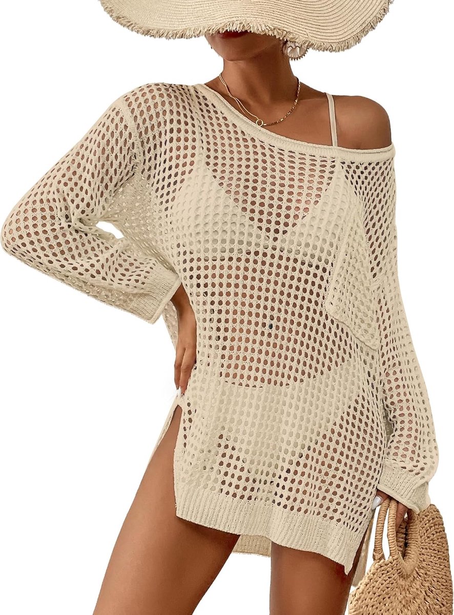 Gehaakte Cover Up voor Badmode Vrouwen Zwembad Badpak Coverup Lange Mouw Strand Gebreide Tops
