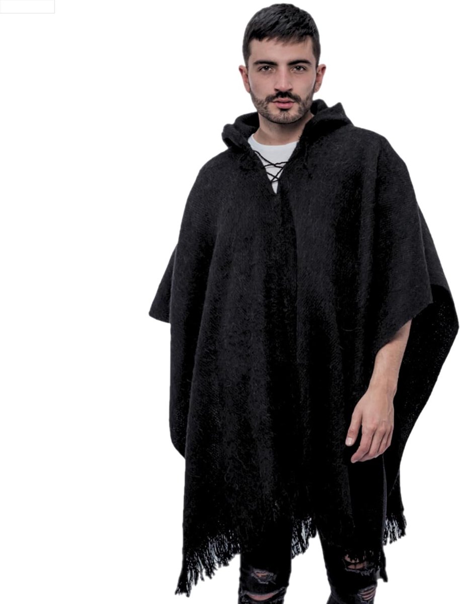 Alpaca Wollen Poncho Mannen Panchos Mexicaanse met Kap Volwassen Cowboy en Western Hippie Poncho para Hombre