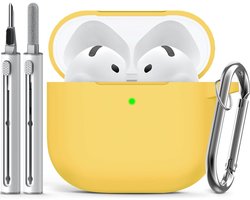 Compatibel met AirPods 4 Hoes met schoonmaakset, siliconen beschermhoes voor Apple AirPod 4 (2024/ANC), uniseks ontwerp - Geel