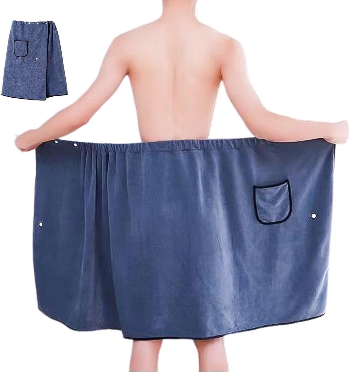Saunakilt voor Mannen 70x140 cm, Van Katoen met Drukknopen & Tas | Verstelbare Saunakilt Van Zacht Katoen, Ideaal voor Sauna, Strand, Zwembad en Spa, Absorberend en Snel Droog