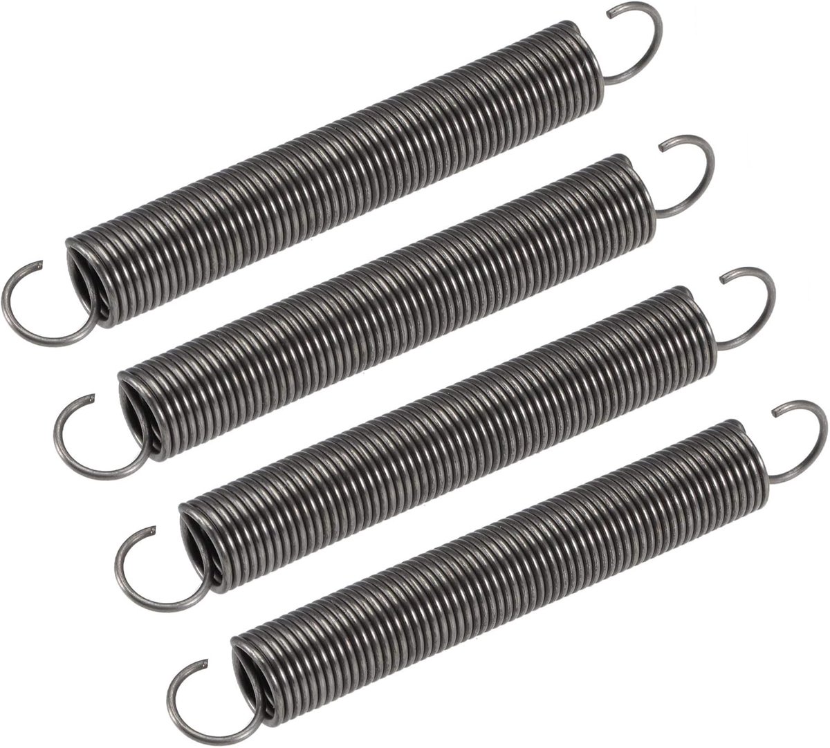 sourcing map 4 stuks spanveren, trekveren, 10 mm buitendiameter, 1 mm draaddikte, 136 mm verlengde lengte, 80 mm vrije lengte, veerstaal, 1,5 kg draagvermogen, grijs