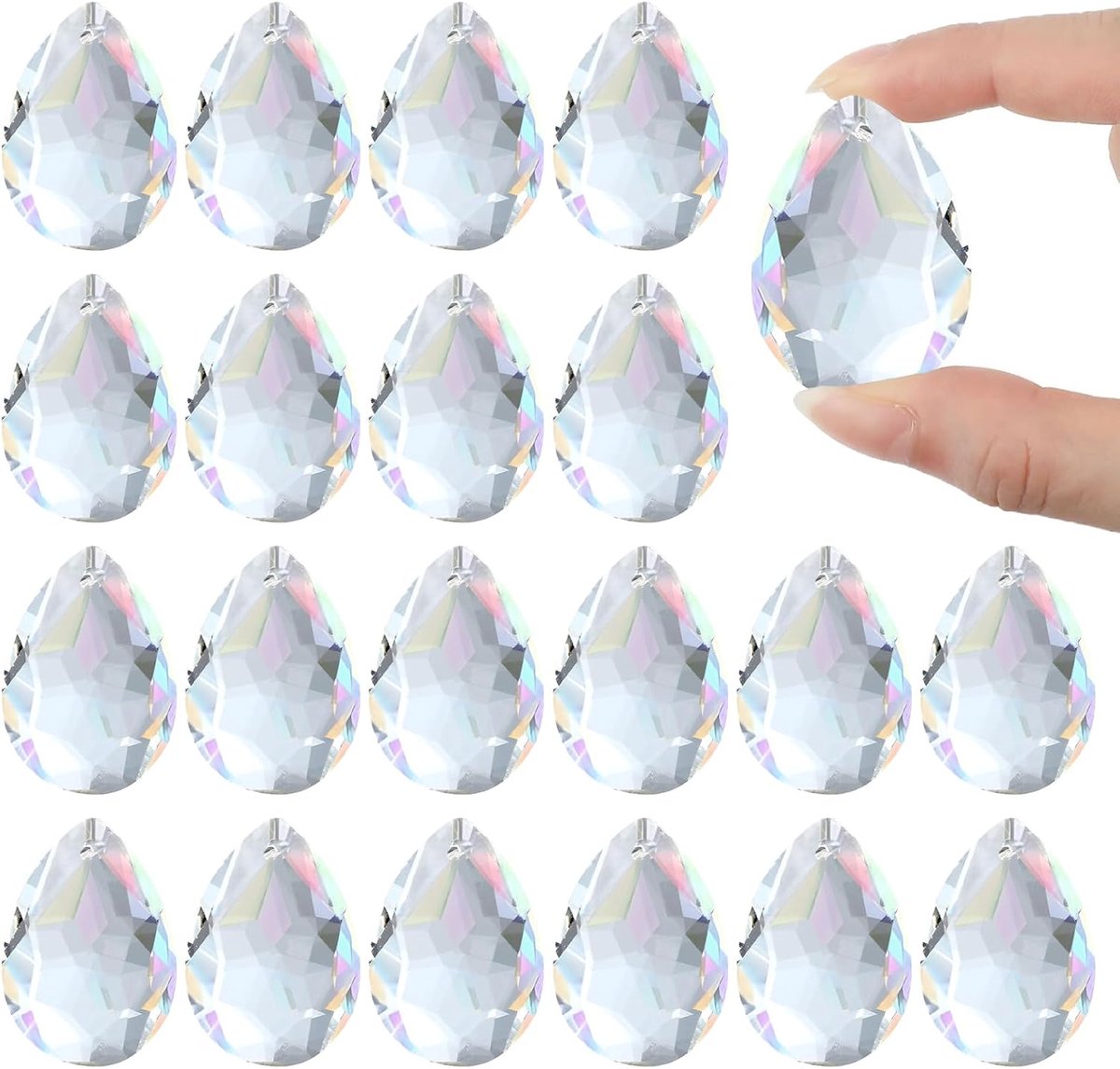 Zonnekap kristal, 20 stuks Suncatcher kristal, prisma kristallen druppels om op te hangen, lichtvangers voor ramen, tuin, kroonluchters, bruiloften en DIY-decoratie, 38 mm glaskristallen