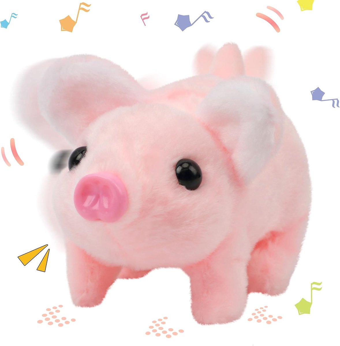 Walking Piggy Pet Interactief Kruipend Biggetje Elektronisch Pluche Speelgoed Varken Oink Twitch Neus Wag Tail Geanimeerde Cadeaus Voor Peuters Verjaardag, Roze, 20 cm