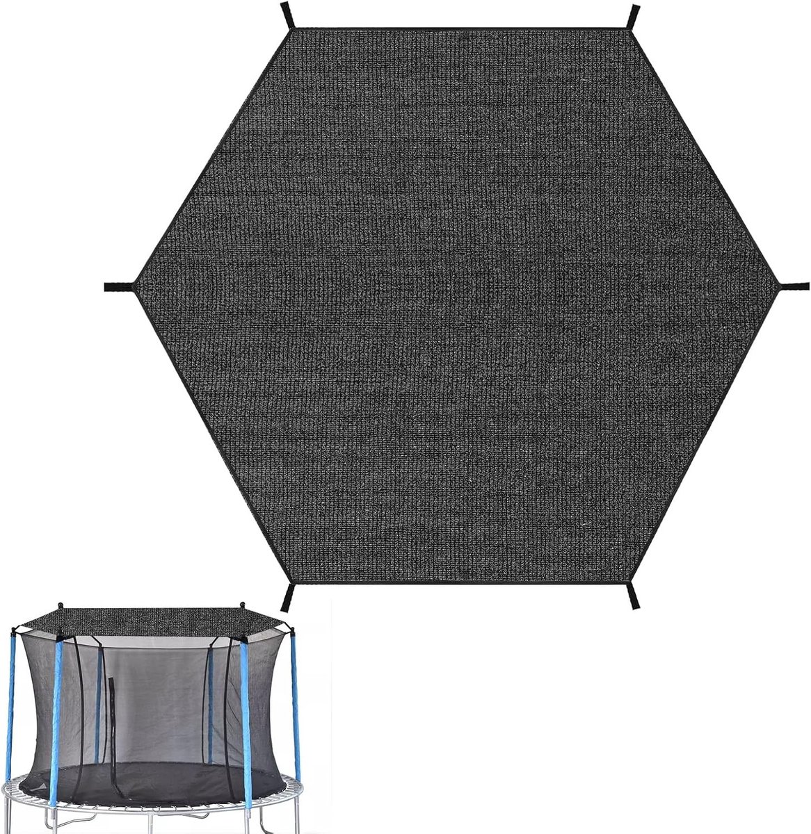 Trampoline zonnescherm met 6 stangen, waterdicht en stofdicht, accessoires voor buiten speeltuinen en bescherming tegen UV-straling