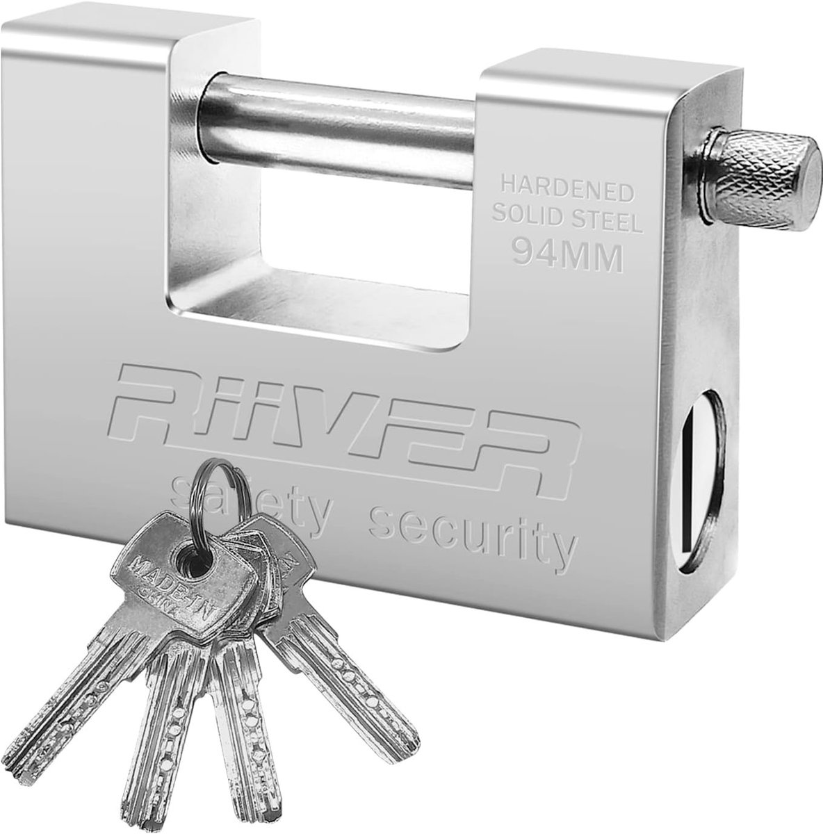 Robuuste 1KG Hangslot met 4 Sleutels, Ronde Container Hangslot, Gehard Roestvrij Staal, Veiligheidslock voor Garage en Opslagruimtes, Ideaal voor Buitengebruik