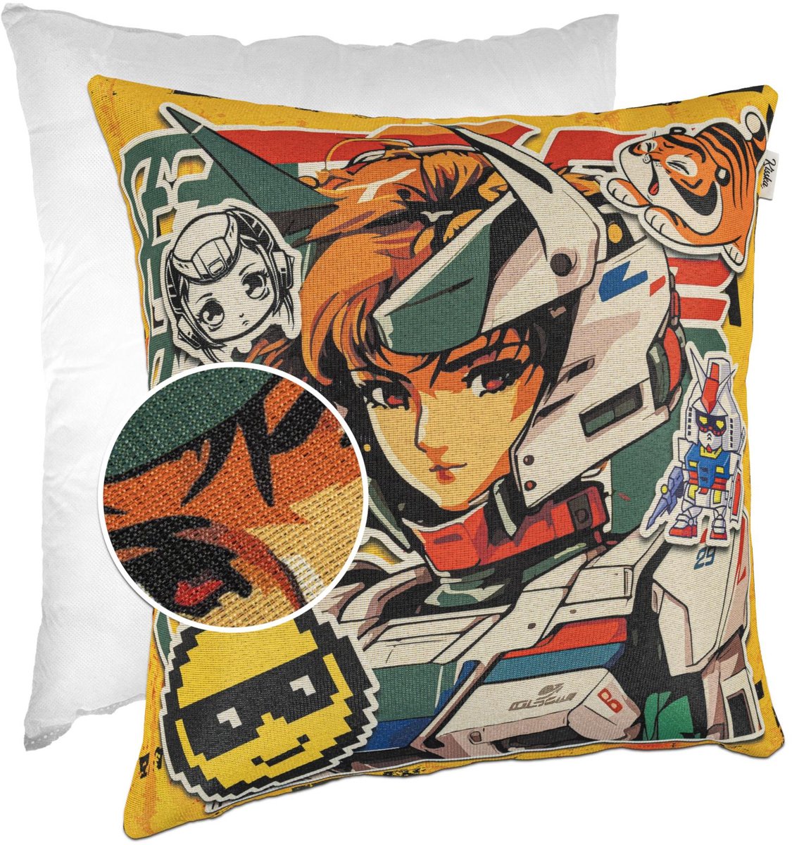 ANRO Manga Robot Sierkussen 40x40 cm - Gobelin - Inclusief vulling Multicolor