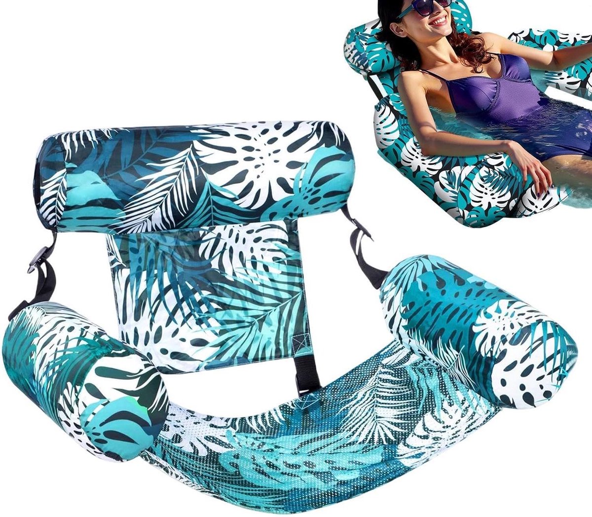 Zwembad Drijver - Water Lounge Stoel - Ontspannen in Water - Tijdbesparend Opblaassysteem - 76x40.5x61 cm - Groen