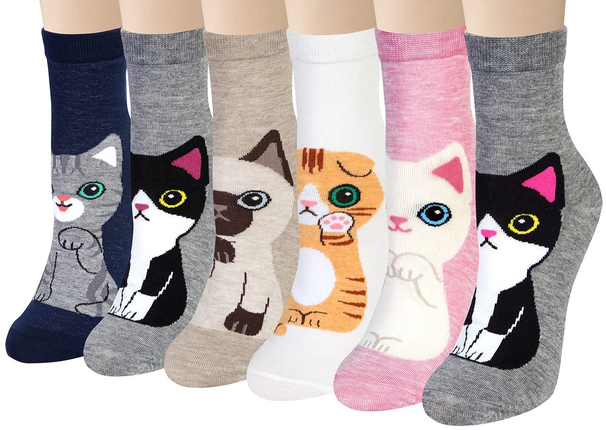 6 Paar katten- en hondensokken voor dames, nieuwe dierensokken, winterse warme grappige sokken, kerstcadeaus voor vrouwen, roze, Eén maat