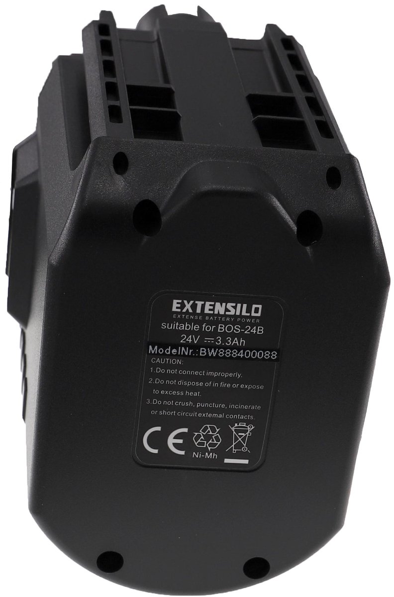 EXTENSILO-accu compatibel met Bosch BTI BHE 24VRE, GBH 24VFR, 11225VSR, 11225VSRH, 0 611 260 539, BBH24VRE, GBH24VFR gereedschappen (3300 mAh, NiMH, 24 V)