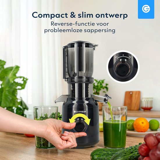 Slowjuicer - Sapcentrifuge Elektrisch - Gezonde Sappen Maken - Krachtige Motor 60 RPM - 103 mm Opening - Zwart — afbeelding 3