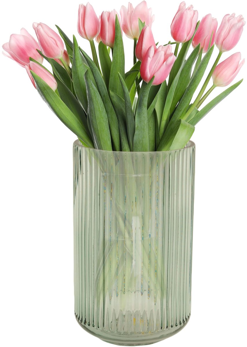 Vaas uit glas, home decor met stijlvol design, groen, 12.5x22.7cm