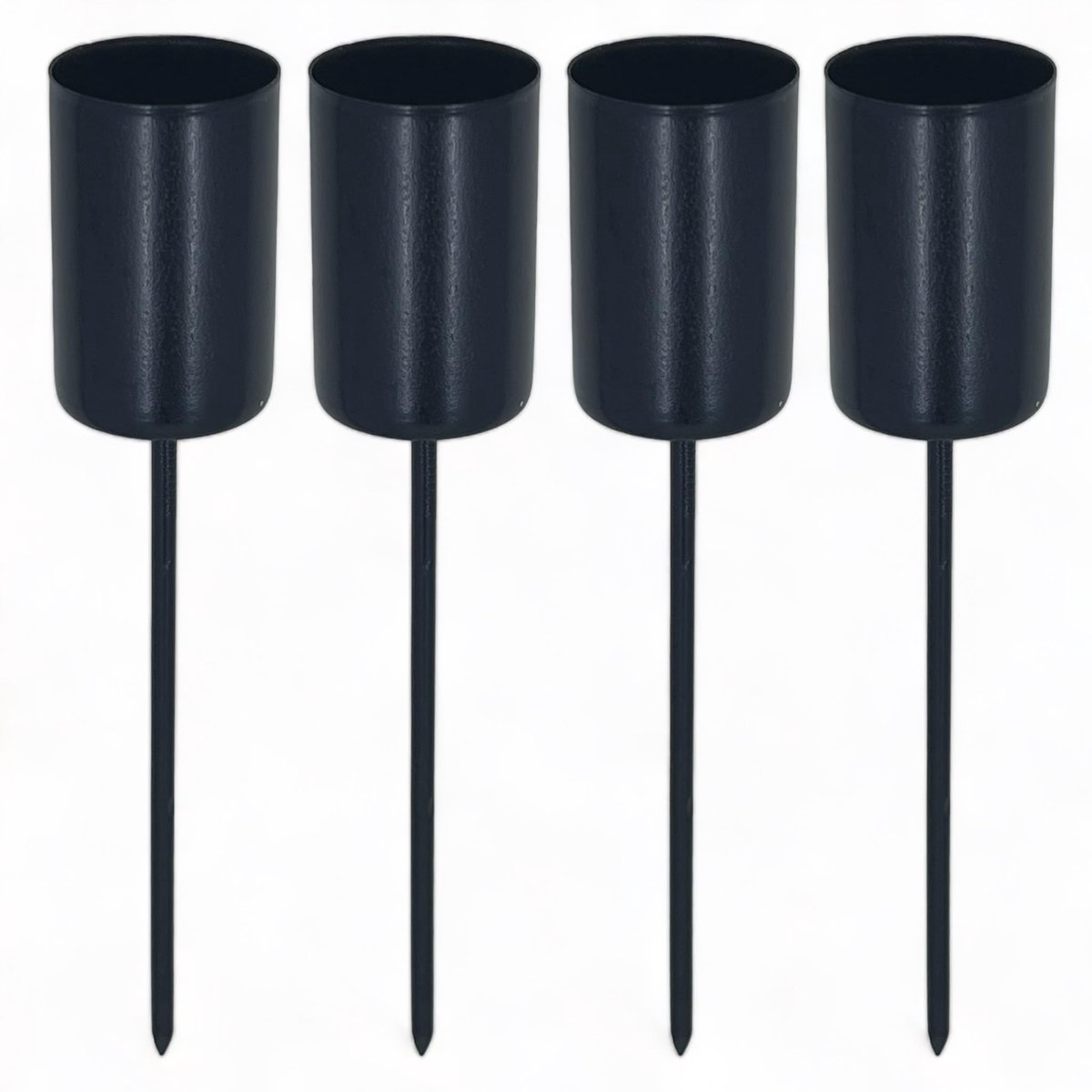 Kaarsenhouders met metalen doorn - staafkaarsenhouder kaarsenhouder kaarsensteker voor de perfecte adventskrans en adventsstuk voor Kerstmis zwart, Ø 2,5 cm - 12 cm