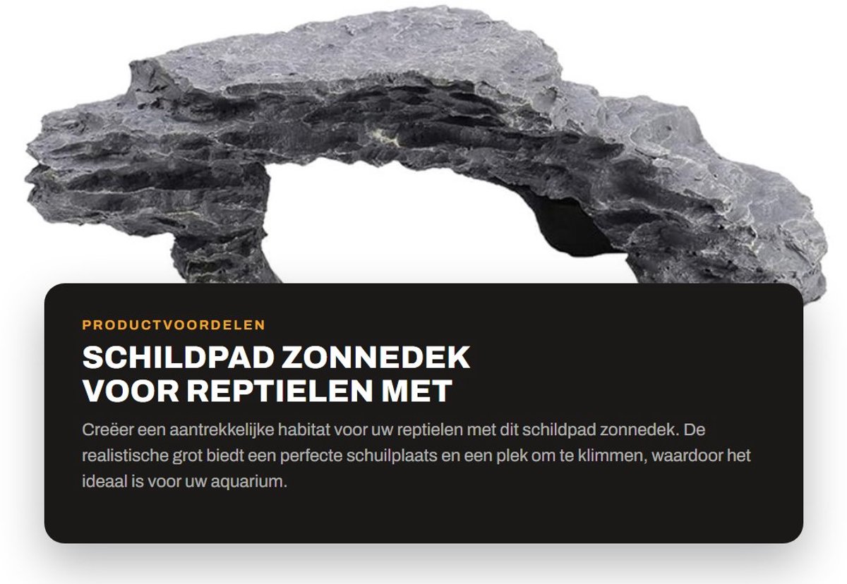 Dailygoods- Schildpad Zonnedek - Schuilplaats Grot - Aquariumdecoratie - Reptielen Habitat - Hoogwaardig Materiaal - Eenvoudig Plaatsen