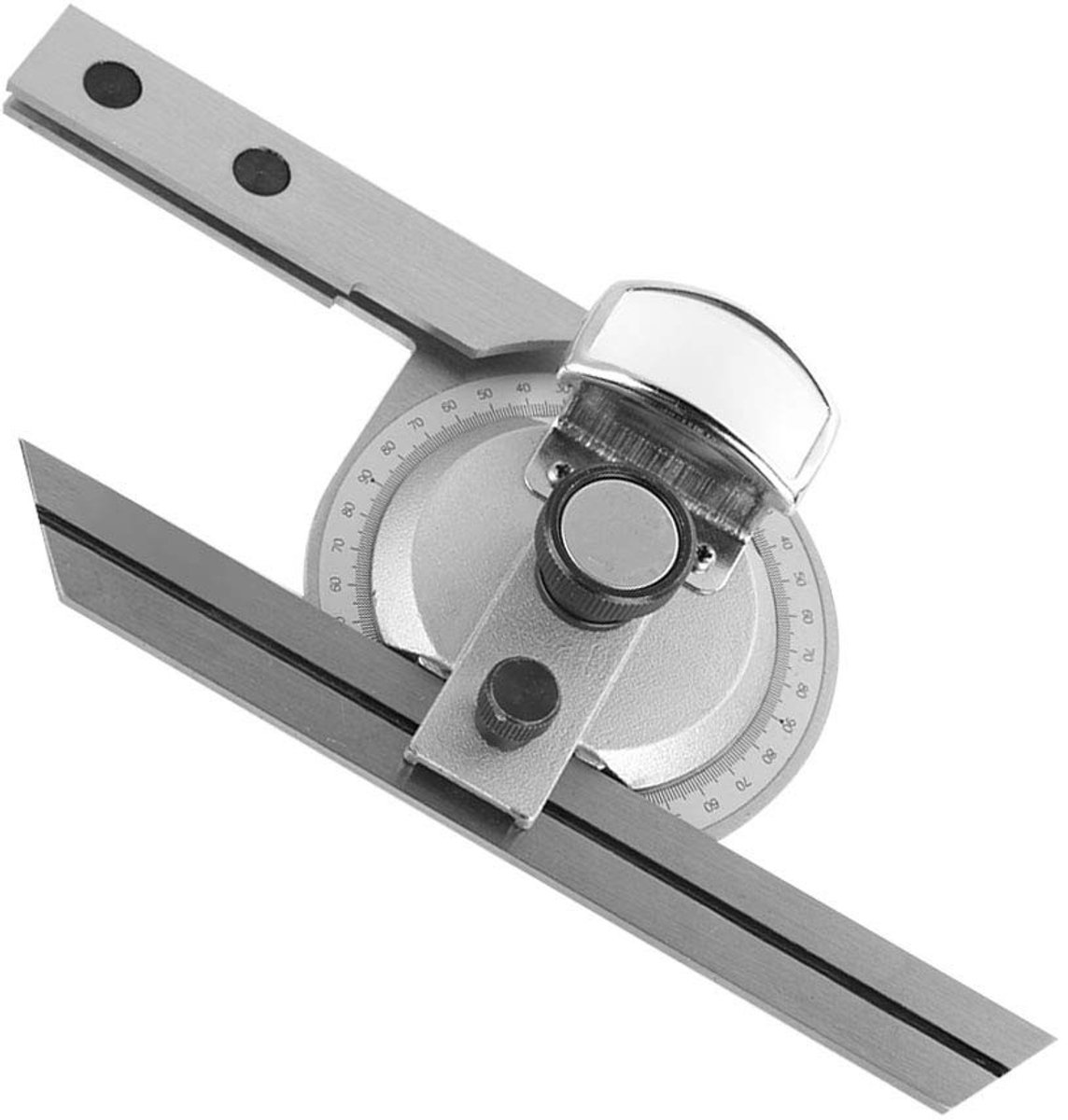 Dailygoods- Hoekzoeker 360 Graden - Stalen Meetliniaal - Vergrootglas - Precisiehoekmeting - Interne/Externe Hoekmeting - Nauwkeurigheid 3 - Hoekmeter