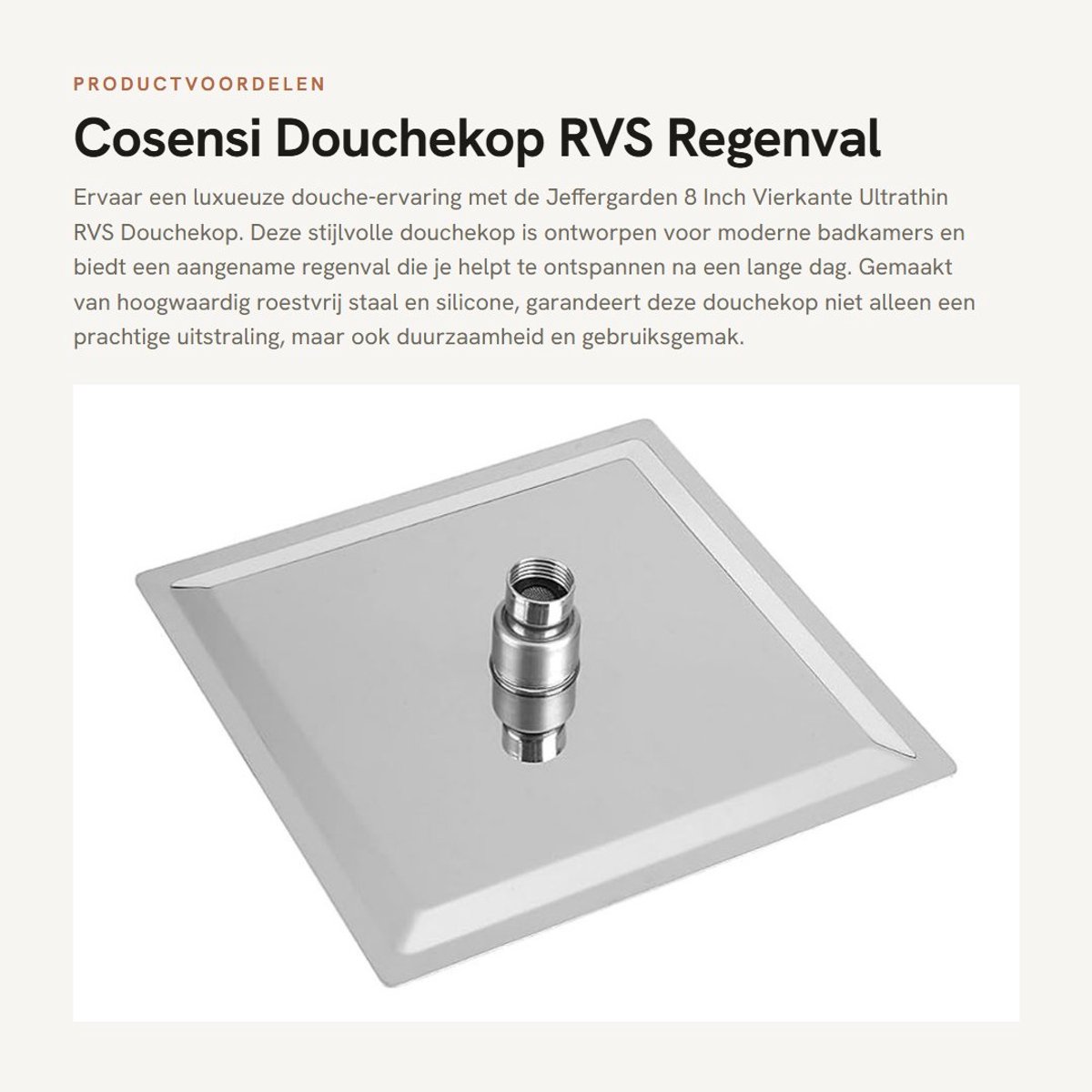 Dailygoods- Douchekop Ultra-Dun - Douchekop Regendouche - Douchekop Roestvrij Staal - Douchekop Hoge Druk - Douchekop met Filter - Antikalk Silicone Nozzles - Regen Douchekop