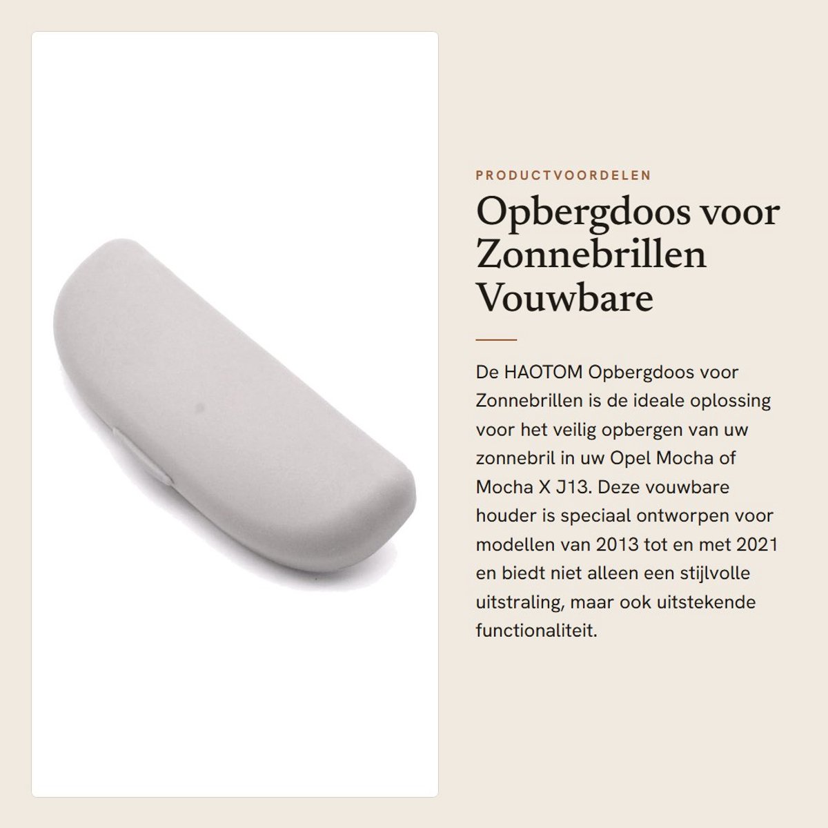 Dailygoods- Zonnebrilhouder Auto - Antislip Houder - Opvouwbare Opbergbox - Geschikt voor Opel Mocha/Mocha X J13 - Hoogwaardige Vervangingsonderdeel - Part Number 42703177 - Zonnebrilbox