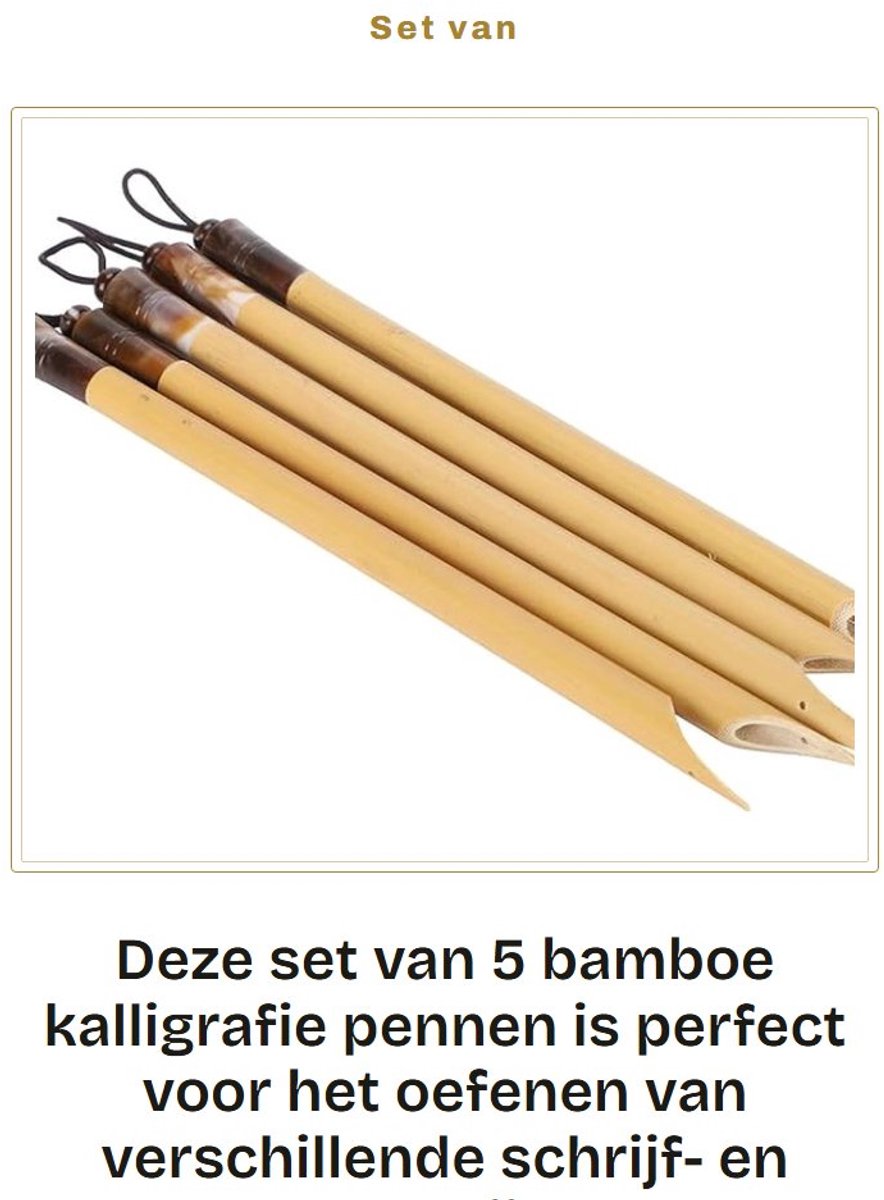 Dailygoods- Bamboepen 5 Stuks - Kalligrafiepennen - Schrijven/Oefenen - Tekenpen - Natuurlijke Bamboe - Eenvoudig te gebruiken - Kalligrafiepen