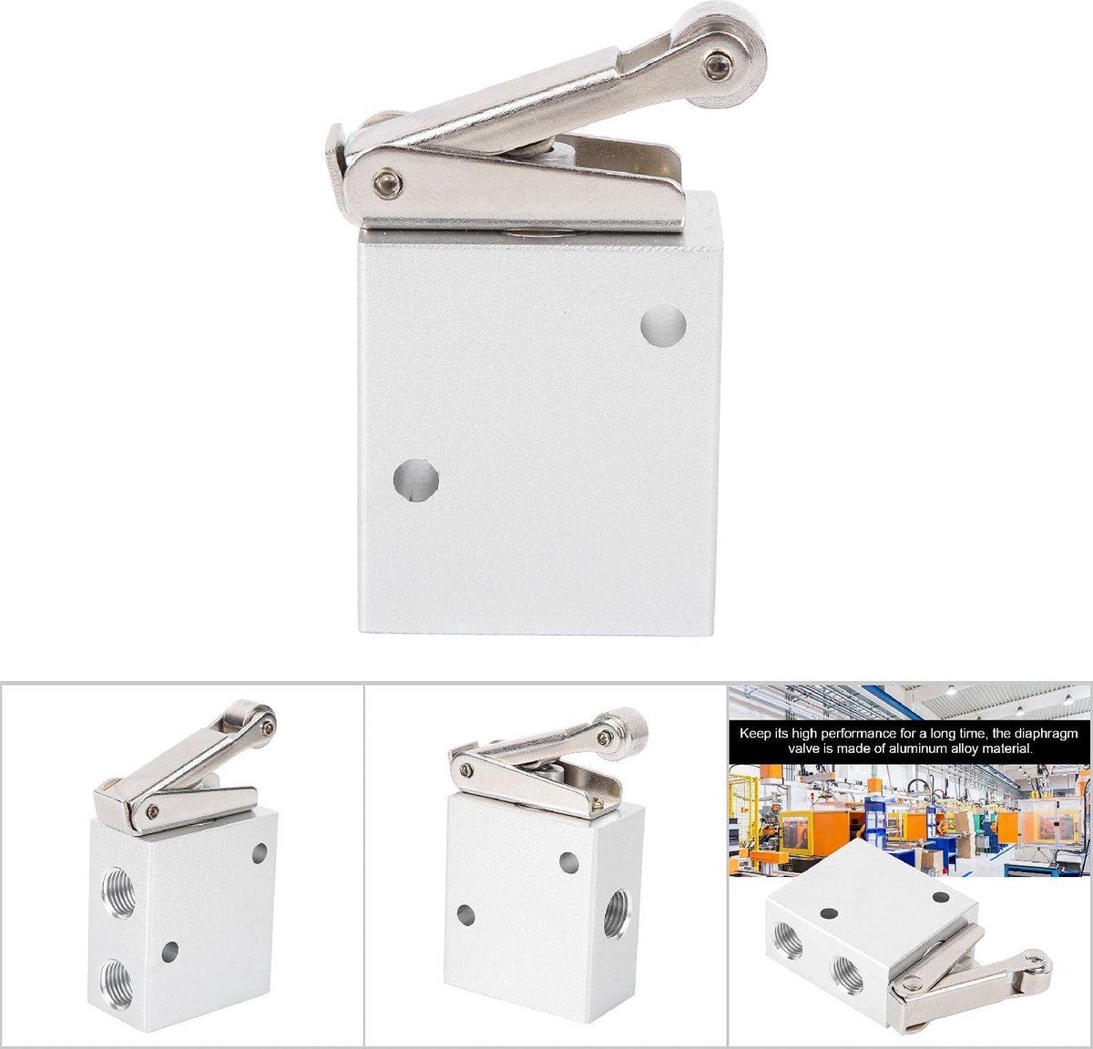 Dailygoods- Luchtklep Drieweg - Pneumatische Apparatuur - Aluminium Legering - Stabiele Mechanische Structuur - Hoogwaardige Membraanklep - Unidirectionele Stroomrichting - Pneumatische Klep