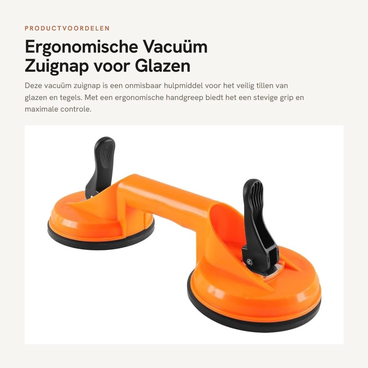 Dailygoods- Zuignap met ergonomische handgreep - Vacuüm Lifter - Glazen Tegels - Marmeren Meubels - ABS-materiaal - 32 x 11,5 x 9,5 cm - Vacuümheffer