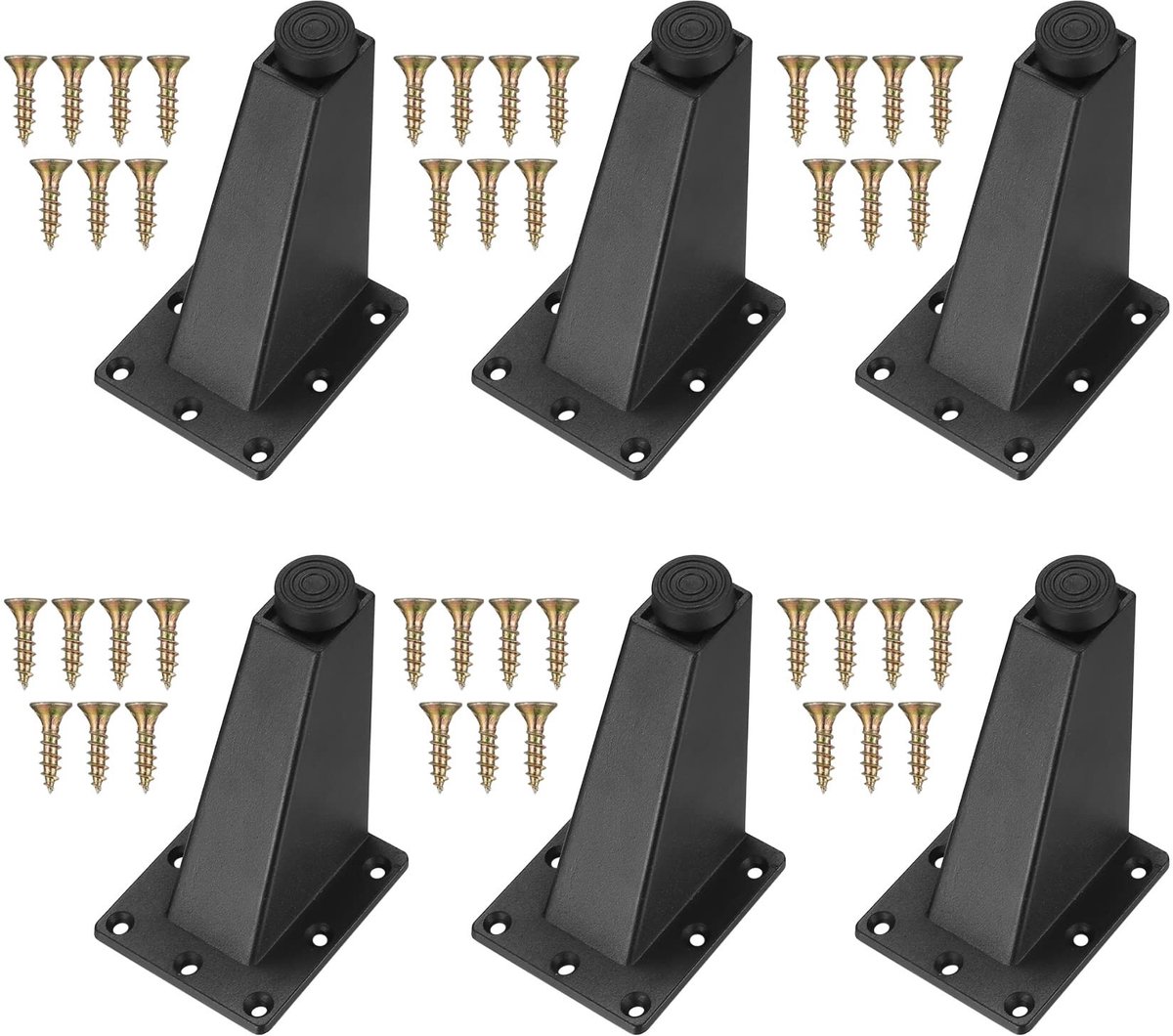 Dailygoods - Set van 6 Zwarte Meubelpoten van Aluminiumlegering - Voor Diverse Meubels