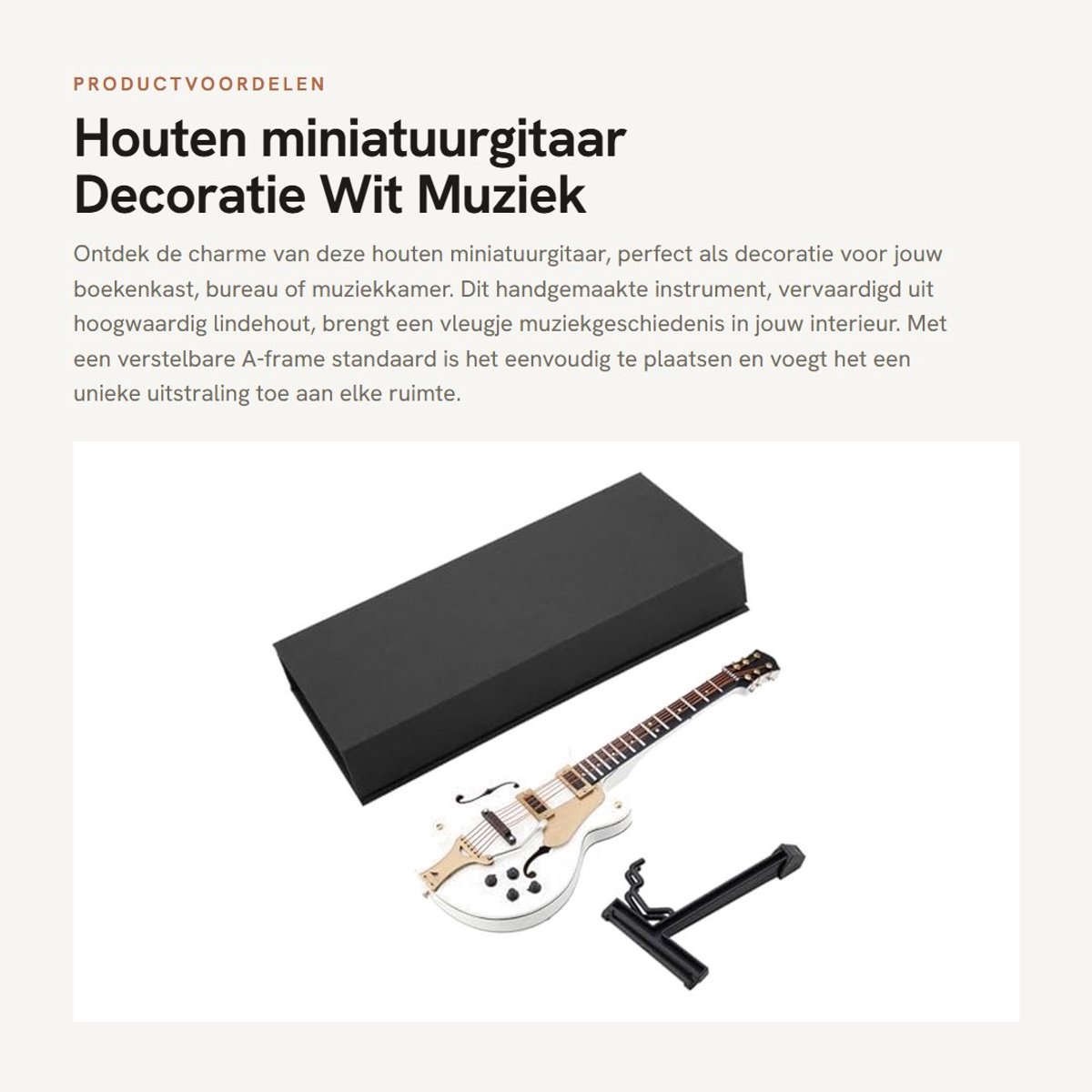 Dailygoods- Miniatuurgitaar Houten - Verstelbare A-frame Standaard - Decoratie voor Boekenkast/Bureau - Handgemaakt - Inclusief Geschenkdoos - Uitstekend Vakmanschap - Decoratiegitaar