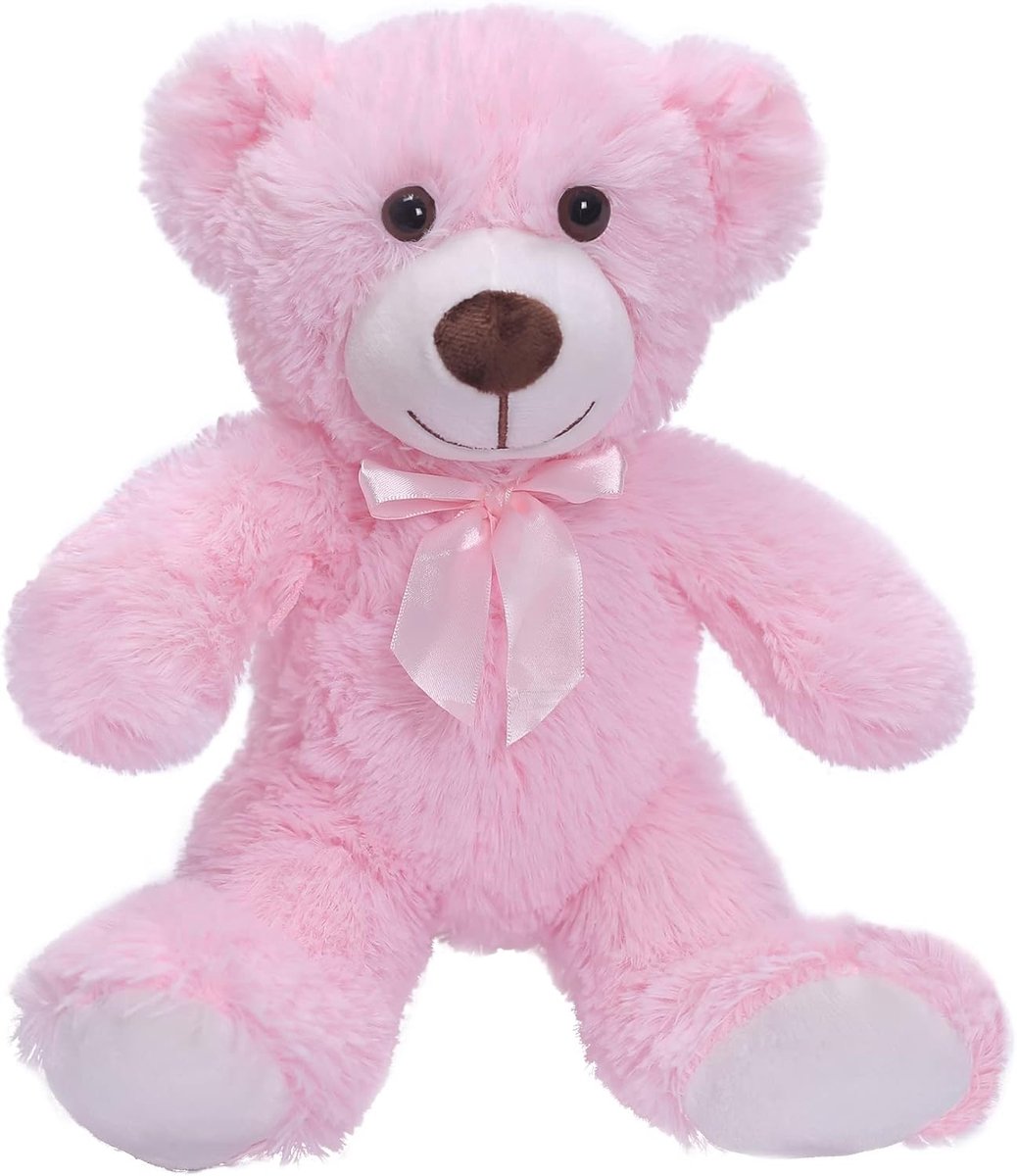 Pluche Schattig Dierenspeelgoed Kussen Bear Pop Geschenk voor Kinderen Jongens Meisjes Verjaardag Kerst Valentijnsdag (Roze,35 cm)