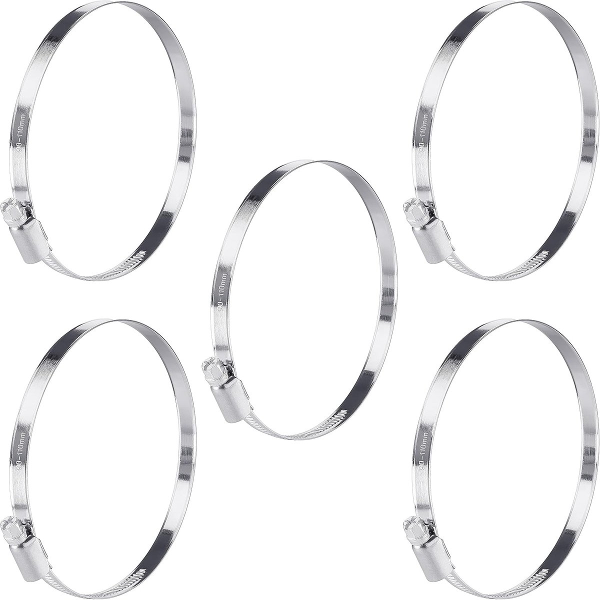 Roestvrij Stalen Slangklemmen 90-110 mm met Breedte 9 mm, W2 kwaliteit (5 stuks)
