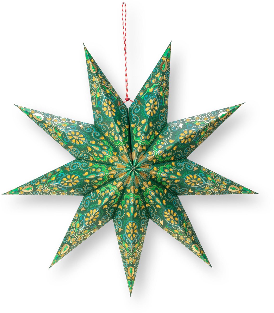 Pip Studio - Christmas - Kerstster - Papier - All-over Print - Donkergroen - 60 cm