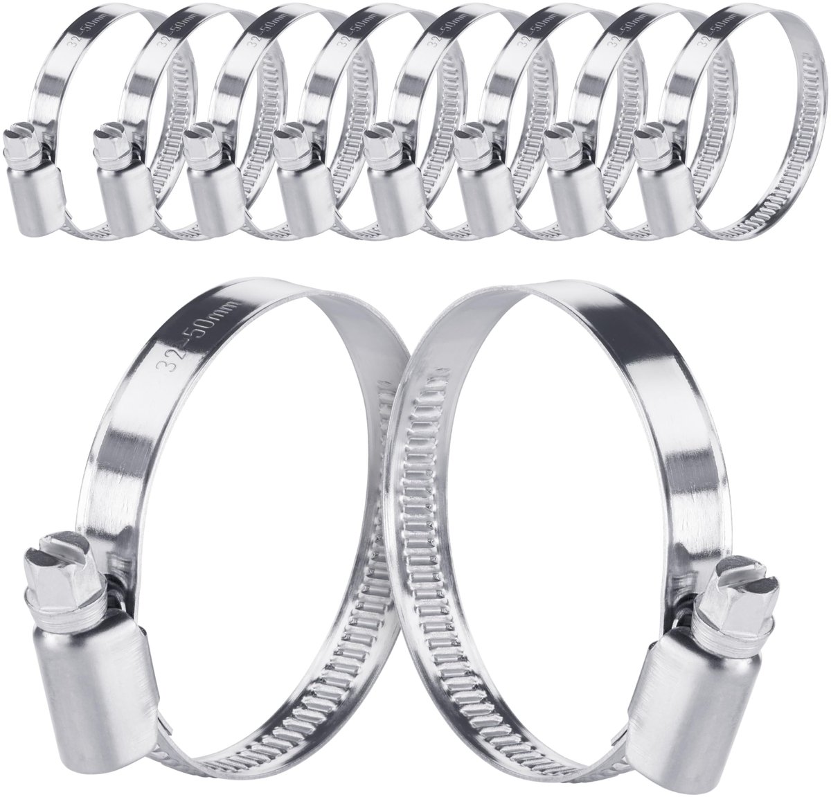 Slangklemmen 32-50 mm met Breedte 9 mm, W4 kwaliteit (10 stuks)