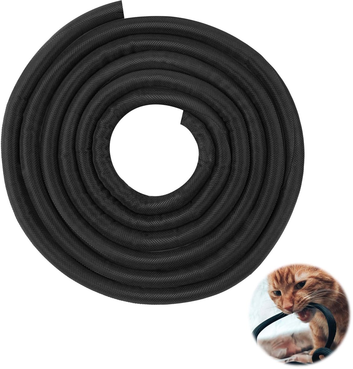 Dailygoods - Kabelbeschermingsmantel - Kabelbescherming voor huisdieren - Gevlochten en zelfsluitend - Zwart - Kabelmanagement hoes - Ideaal voor kant...