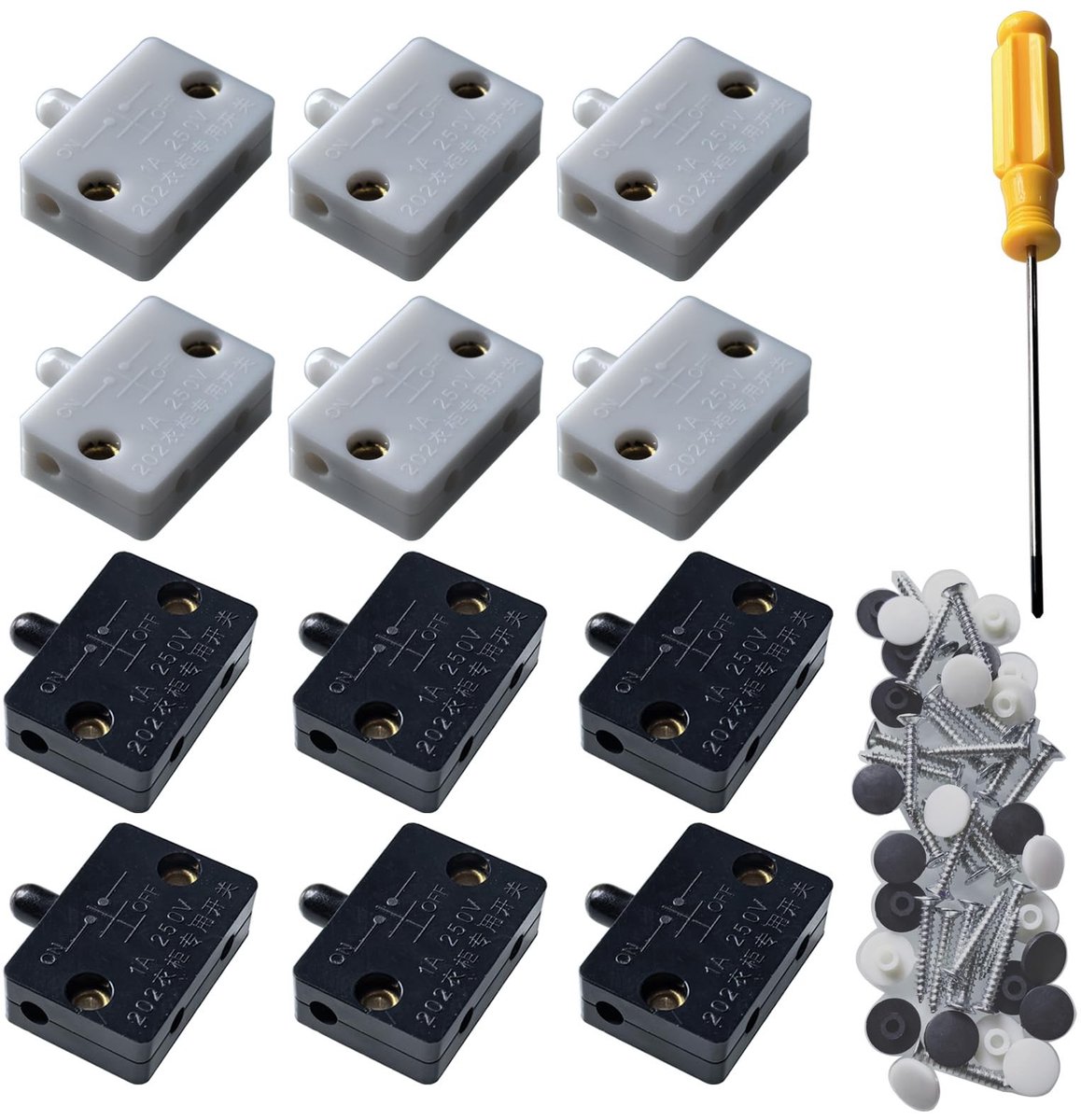 Dailygoods - Klikschakelaar Deurcontact 12 Stuks Wit en Zwart