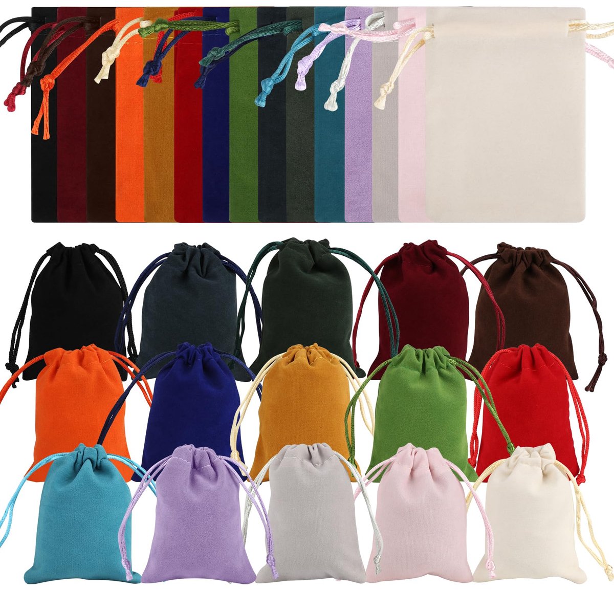 30 Stuks Fluwelen Zakjes - 15 Kleuren, 7 x 9 cm Met Trekkoord - Sieraden en Cadeauzakjes Voor Ringen, Bruiloften en Feesten