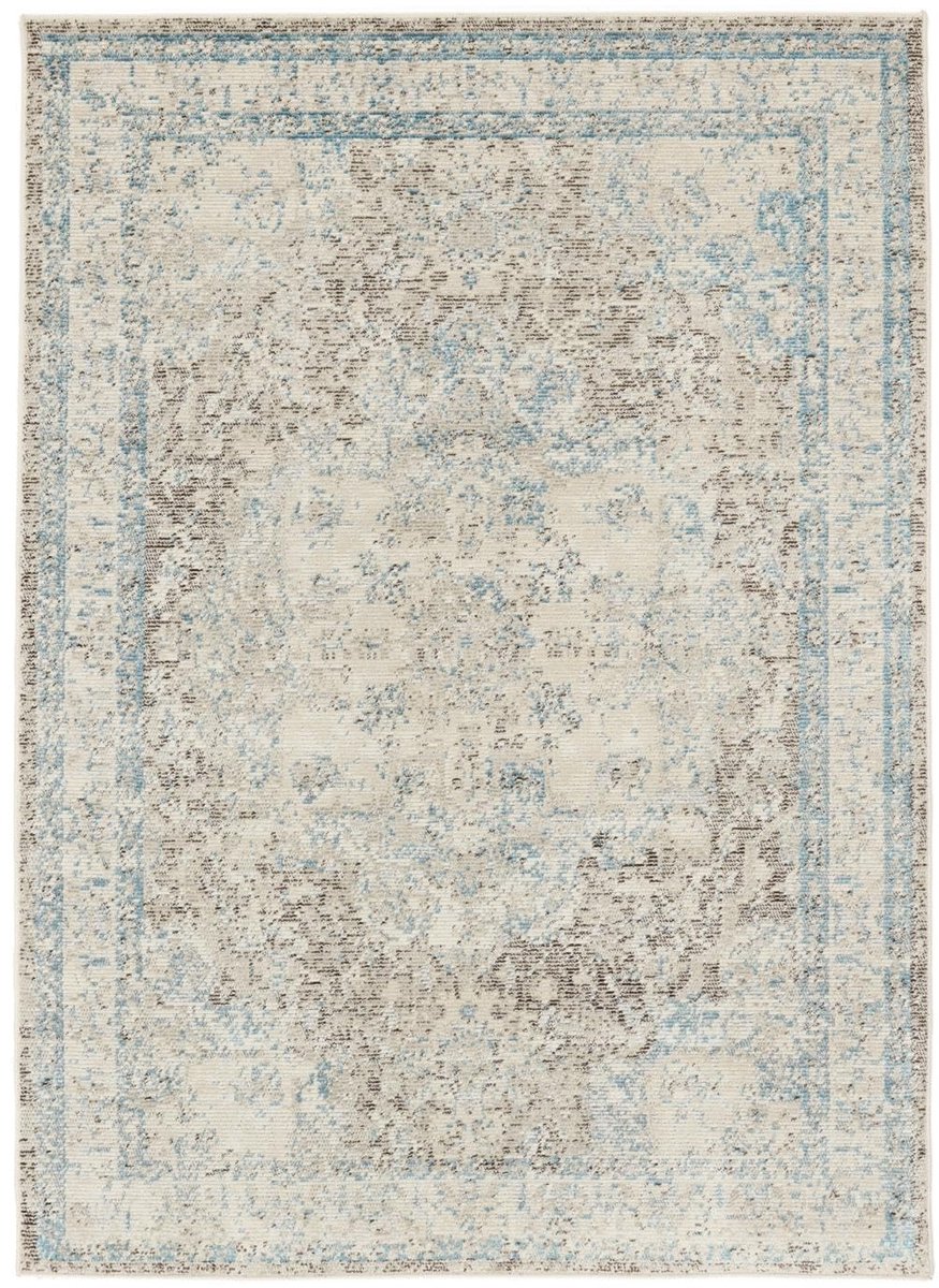 Vloerkleed, Vintage, 140 x 200 cm, Rechthoekig, Middelpolig, Alleen chemisch reinigen, oeko_tex_100, Crème wit/Greige