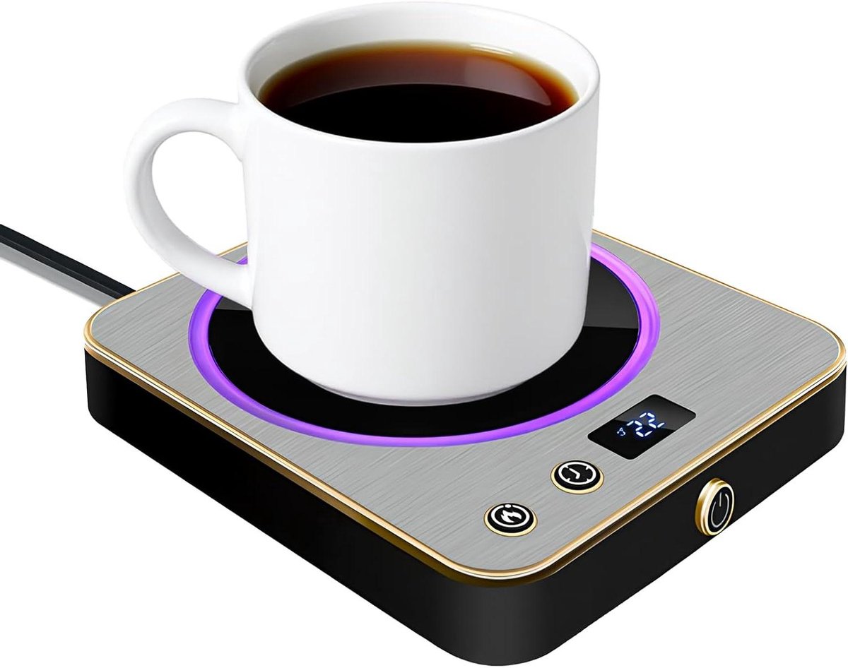Mokwarmer Koffiewarmer - Bekerwarmer Bureau - Dranken Warm Houden - 3 Temperatuurstanden - 30 Watt - Zilver