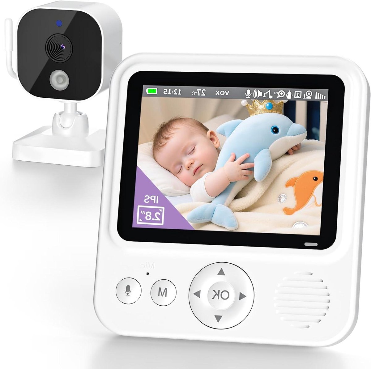 Babyfoon met Camera - Videomonitor Kind - Baby Bewaken - Zonder Wifi - 2.8 Inch Scherm - Wit