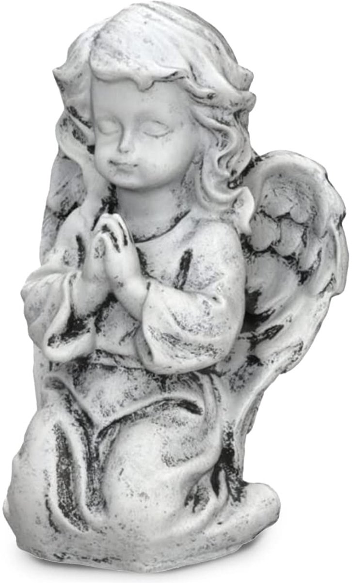 engel als decoratie figuur voor binnen & buiten - biddende engel figuur als beschermengel & grafengel - weerbestendig beeld voor op het graf 16 cm - rouw sculptuur decoratie die hoop geeft