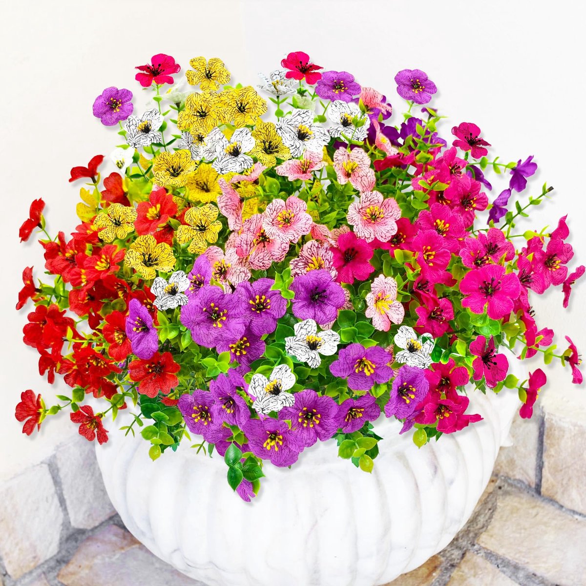 9 bundels kunstbloemen voor buiten, kunstbloemen zoals echt, kunstbloemen, balkon, planten, kunstplanten, outdoor, balkonplanten, weerbestendig, zijden bloemen voor binnen en buiten, balkonbak