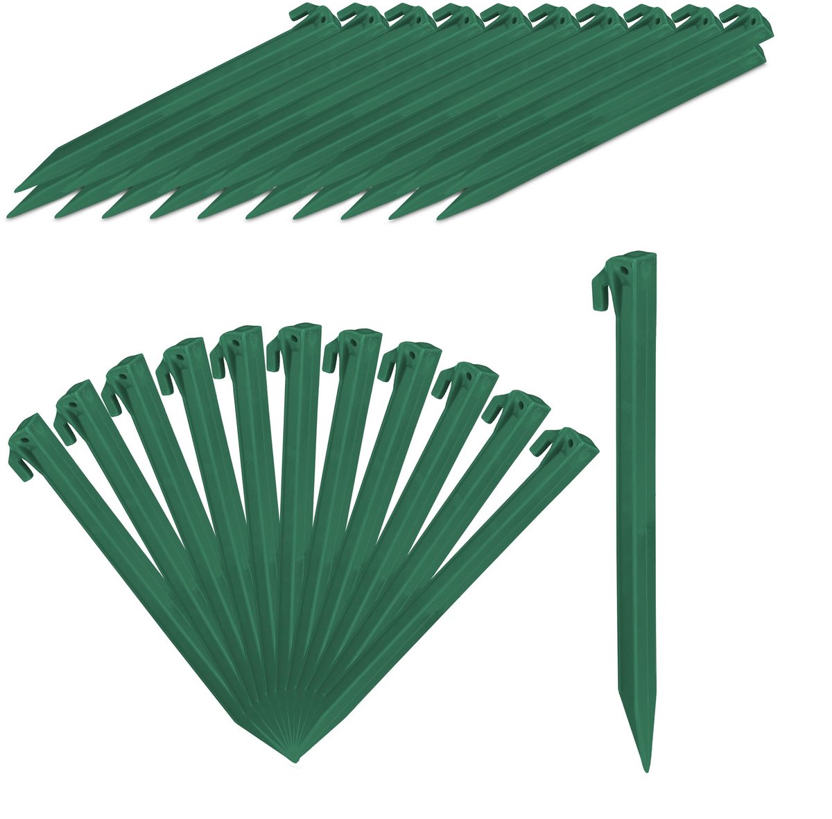 Tentharingen, kunststof, grondpennen, lang, voor zachte bodem, groen