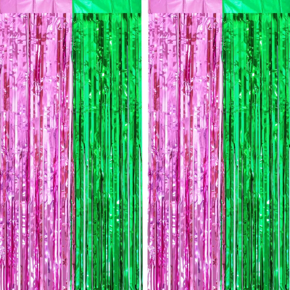 Gordijn roze groen: glitter lametta gordijnen met 5 m koord, heks en prinses thema feestdecoraties, franjes glittergordijn achtergrond voor disco, verjaardag, feestdecoratie