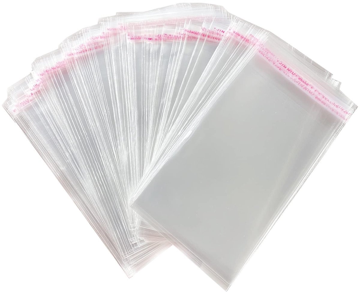 400 stuks Zelfklevende OPP-zakken Doorzichtige Plastic Zakken Cellofaanzakken Platte zak Geschenkzakjes Zakjes Kerstmis voor koekjes Taarten Chocoladesuikergoed (9 * 22cm)