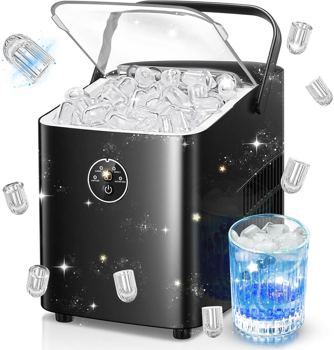 IJsblokjesmachine - IJsmaker - Dranken Koelen - Zelfreinigende Functie - 12 kg per 24 uur - Diepzwart