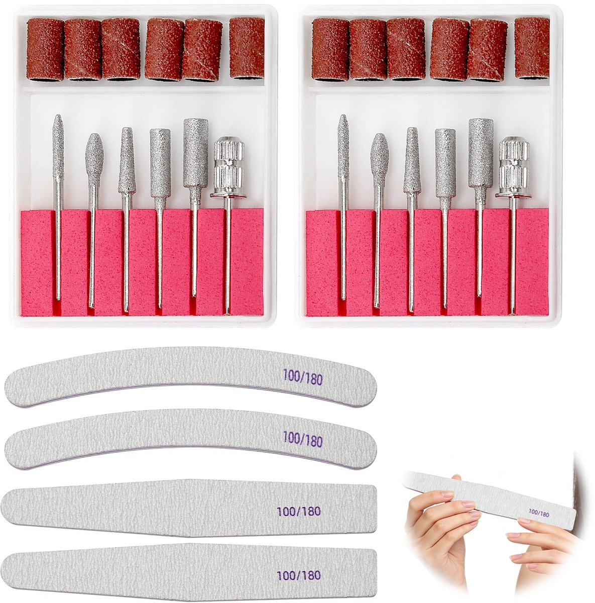 6-Delige Set Nagelvijl Bits en Schuurhulzen voor Manicure en Pedicure