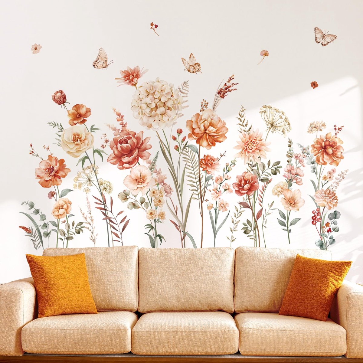 decalmile Boho Bloem Muurstickers Wildflower Tuin Bloemen Gras Muurstickers Meisjes Slaapkamer Woonkamer Keuken Muur Decor