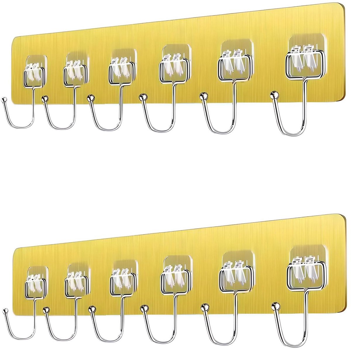 Wandhaken, 6 Stuks, RVS Look, Metalen Handdoekhaken voor Badkamer en Keuken, 30 cm (Goudkleurig)