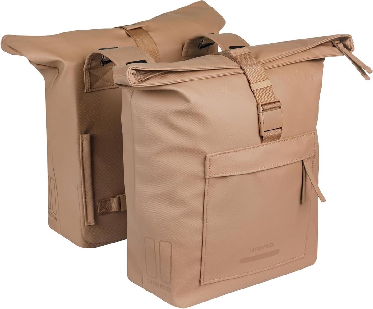Fietstas Dubbel - Fietshaken Tas - Fietsen en Boodschappen - Waterdicht PFAS-vrij - 41 Liter - Zandkleur