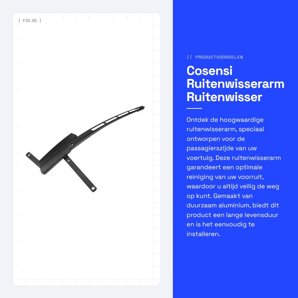 Dailygoods- Ruitenwisserarm Rechtsvoor - Vervanging 2007-2016 - Onderdeelnummer 4L1955408B - Hoogwaardig Aluminiumlegering - Duurzaam in Gebruik - Eenvoudig te Installeren - Wisserarm