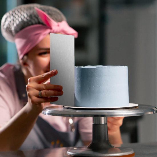 Taartschraper Zilver van Roestvrij Staal Taartgladder Taartspatel Taartschraper Taart Schraper Accessoires Keukenschraper Cake Scraper Spatel Keuken Bakken Taart voor Taart Buttercream DIY — afbeelding 4