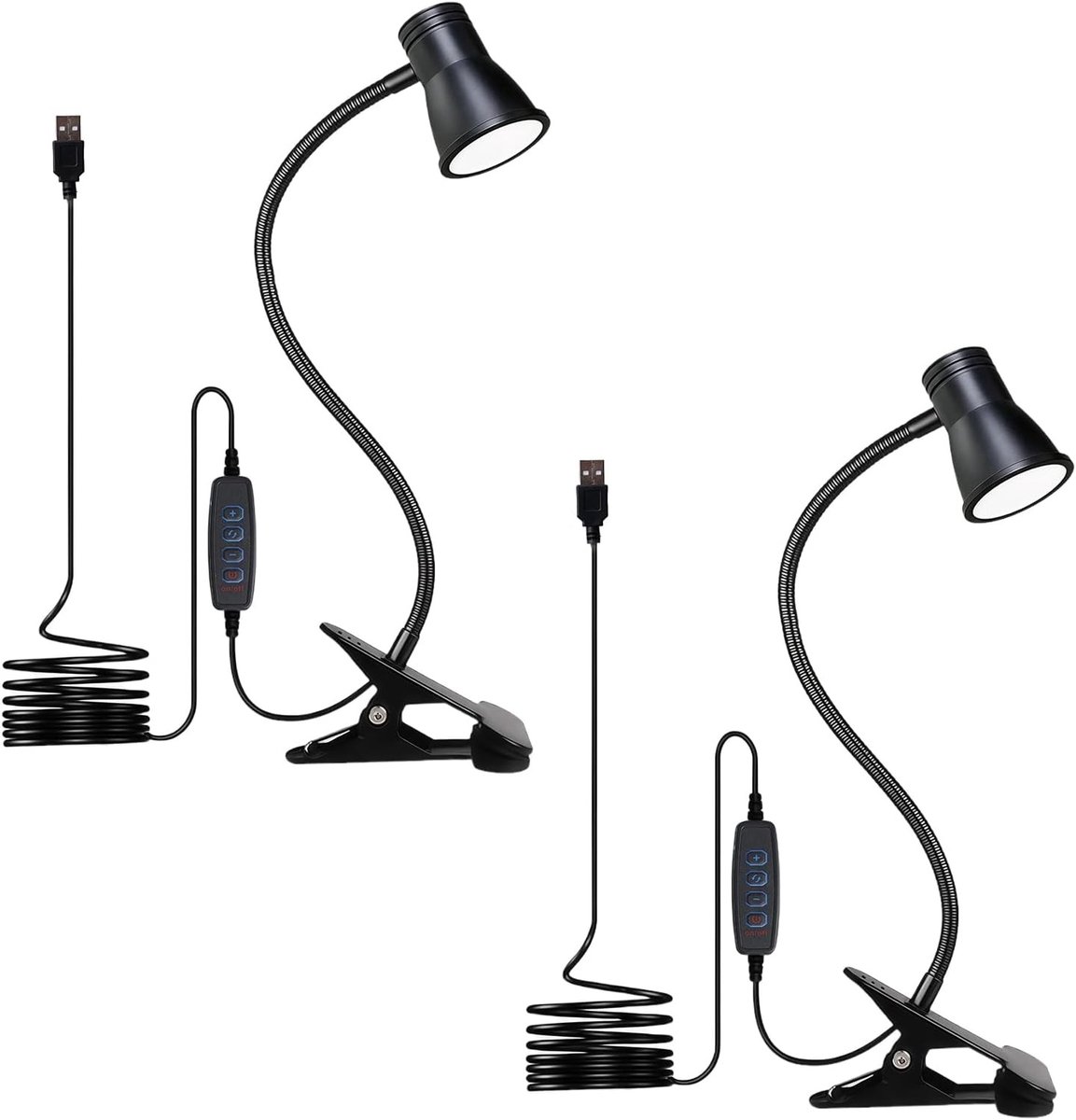 Dimbare LED Leeslamp met Klem, 3 Kleuren Temperatuur, USB Tafel- en Bedlamp voor Slaapkame