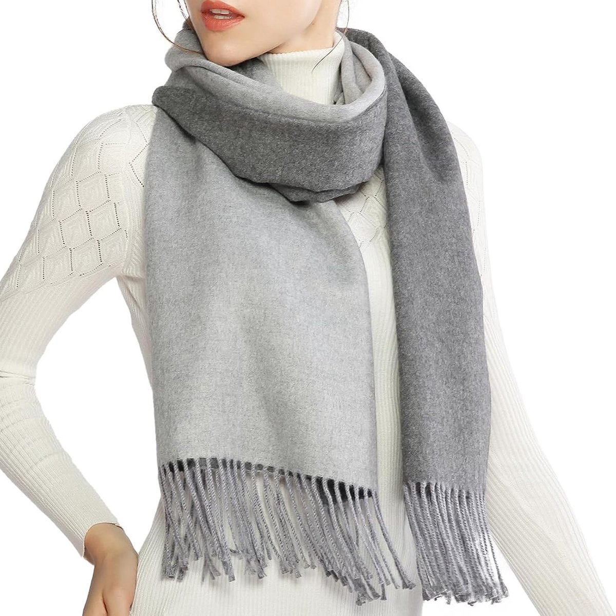 Dames Sjaal Groot Zacht Dubbelzijdig Design, Warme Winter Sjaal met Franjes voor Herfst en Winter